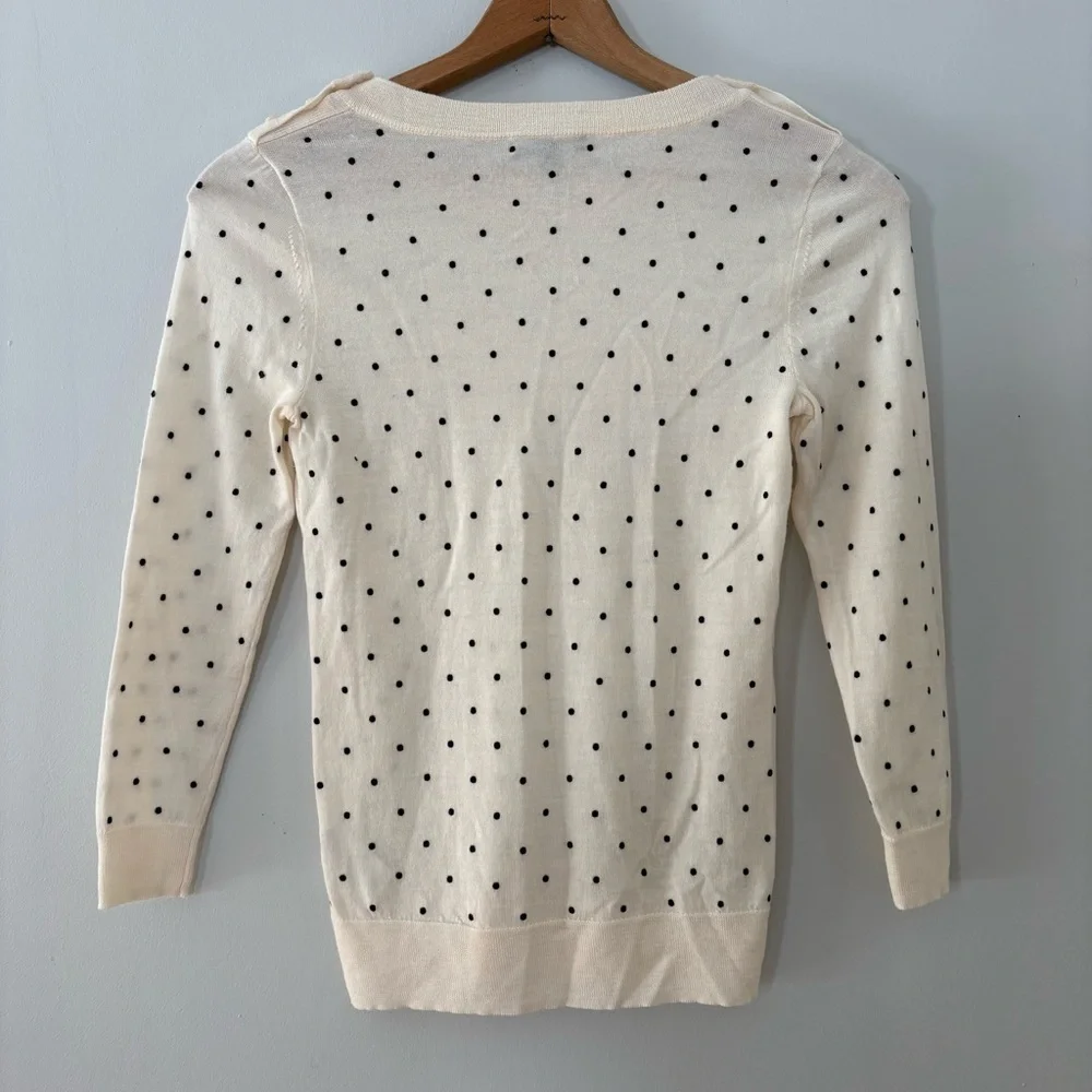 J.Crew Merino Wool Polka Dot Sweater Cream Ivory Crewneck Lightweight Sz XS